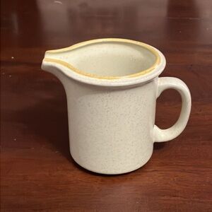 Vintage Hearthside Garden Festival Stoneware Creamer Yellow Rim Speckled Japan